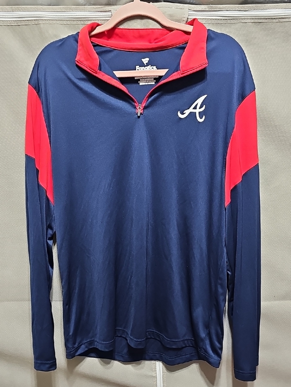 Atlanta Braves Fanatics Red and Navy Longsleeve Pullover